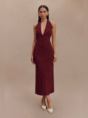 Meshki annita crepe halter neck midi dress